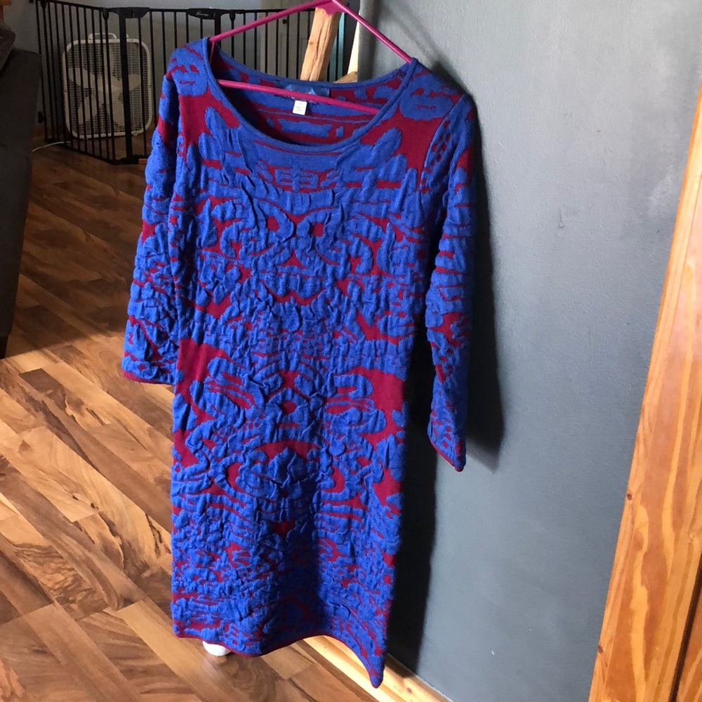 Magenta and Cobalt Sweater Dress